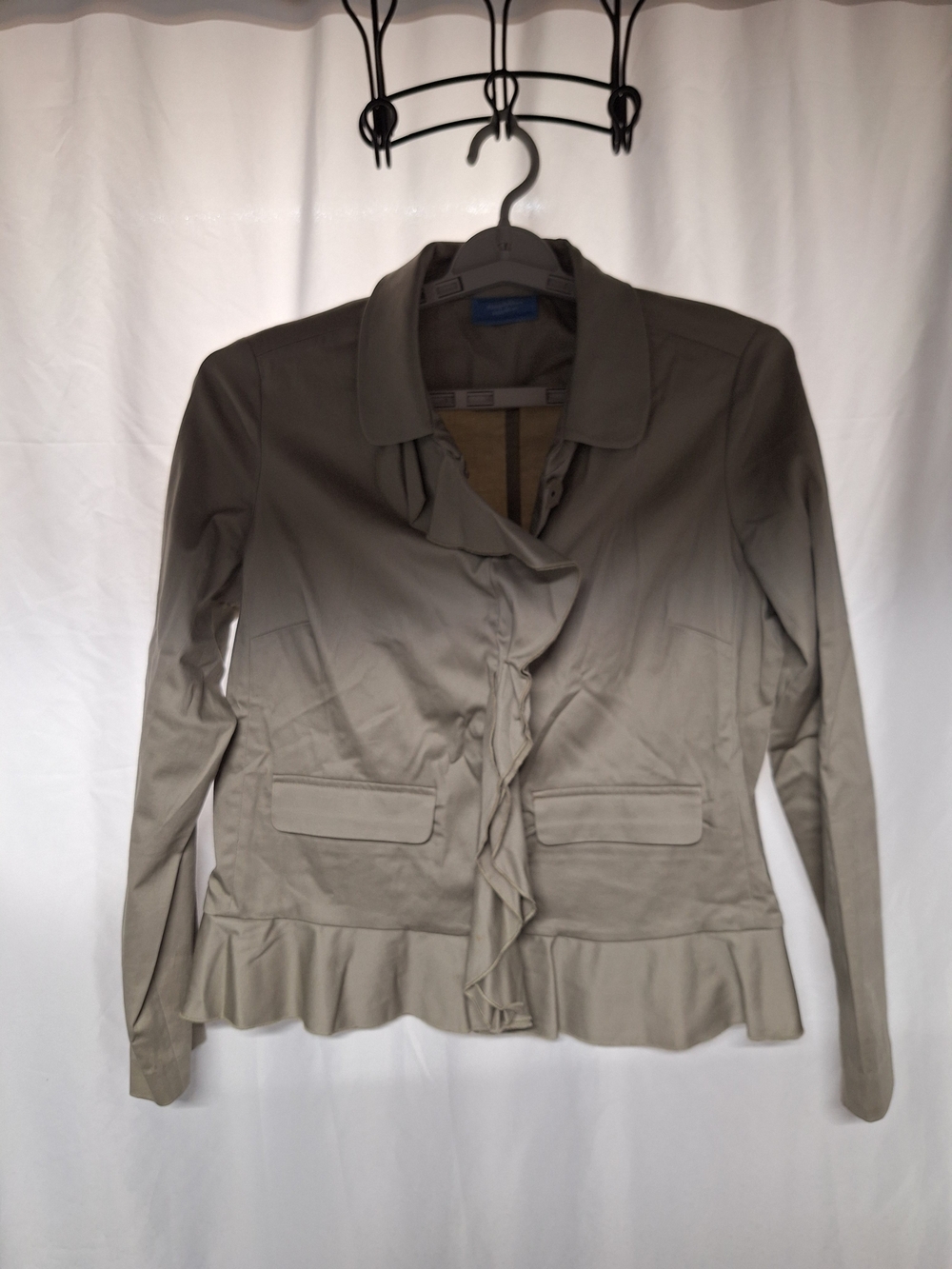 Vera Wang Ruffle-Front Blazer in Taupe